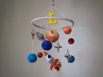 行星移動、太空托兒所裝飾、太陽能係統嬰兒床移動、嬰兒淋浴禮物