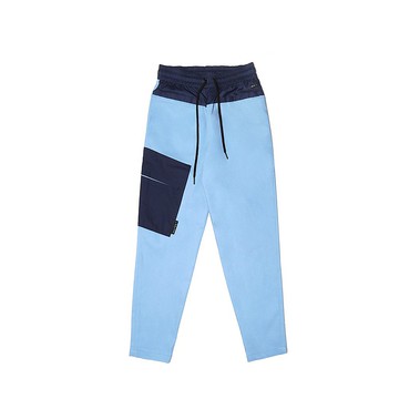 四面彈大貼袋抽繩長褲 - 亮藍