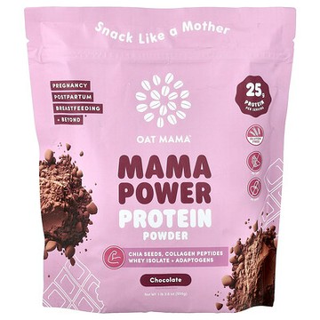 Oat Mama, Mama Power 蛋白質粉，巧克力味，1 磅 3.6 盎司（555 克）