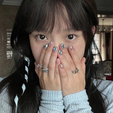 ✨Hannah✨【星河灣】K9鑽手工穿戴甲純手作短款夏天貓眼美甲貼豆豆假指甲片精緻穿戴甲 VAAD