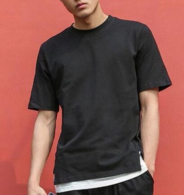 FINDSENSE MD 時尚 男 街頭 個性拼接 素面 假兩件 寬鬆 休閒 打底短T 短袖T恤 特色短T