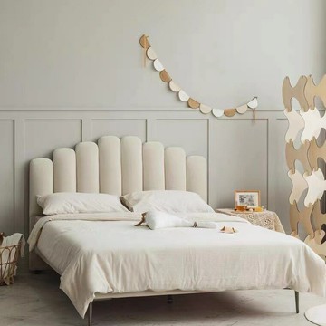 附發票 北歐ins網紅風復古軟包床1.8米雙人布藝軟靠白色絲絨床