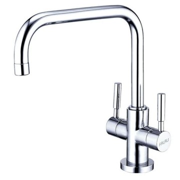 【大巨光】日本陶瓷心雙一字把手廚房檯面單孔雙槍水龍頭(KD-032)