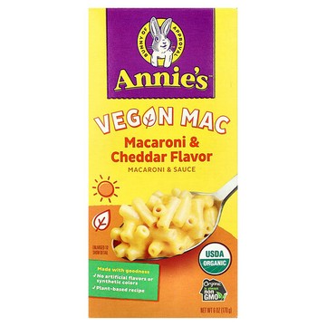 Annie's Homegrown, 全素通心粉，通心粉和切達奶酪，6 盎司（170 克）