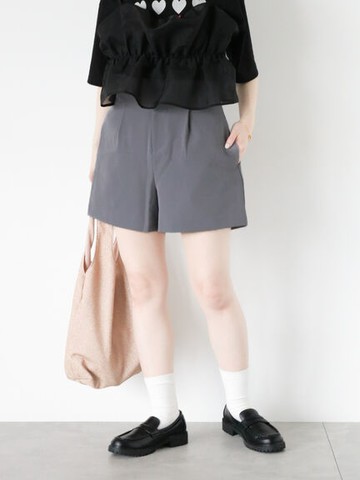 高腰雙口袋造型打褶短褲(FF46L0F0280) - ehka sopo