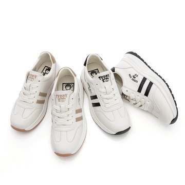 Teddy Zoo 貴族學院風 真皮雙線體德訓鞋-白黑/白杏(TZ1608)