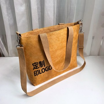 蝦皮熱銷}🚛杜邦紙袋定製印logo耐磨防水複古女生購物袋卡通大容量單肩托特包