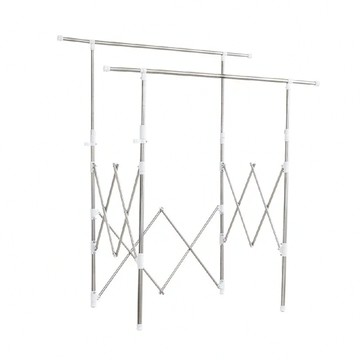 IRIS OHYAMA 愛麗思歐雅瑪 雙桿不鏽鋼大容量曬衣架  105.5~140 x 72.5 x 116.5~165cm  銀色  1個
