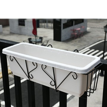 懸掛式花盆 吊籃花盆懸掛式花盆塑料長方形欄桿花盆樹脂陽臺欄桿壁掛花架陽臺種菜掛架