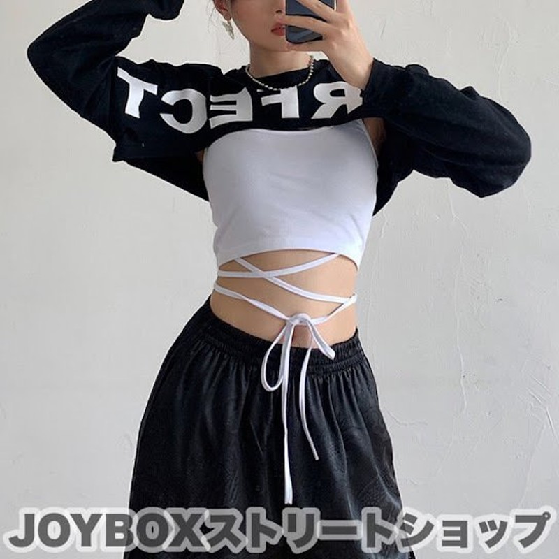 ショート丈 ロゴ トレーナー Tシャツ 重ね着 セット 韓国 ストリート HIPHOP 原宿系 オルチャン K-POP 長袖 ダンス 衣装 レディース  4T-1360 通販 LINEポイント最大0.5%GET | LINEショッピング