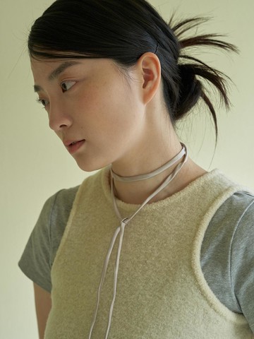 String Versatile Mini Logo Scarf [ Brown Grey]