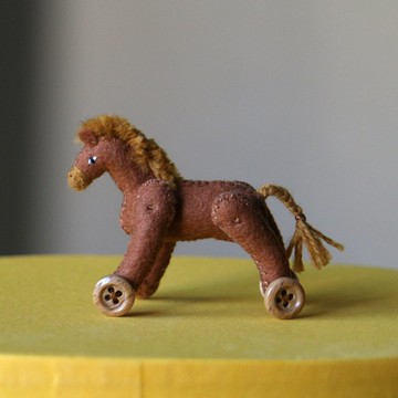 立體手縫偶擺飾 /  棕色迷你馬 #59