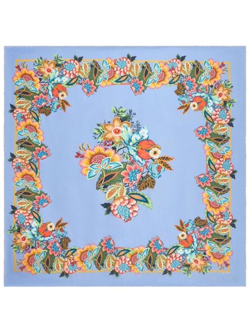 ETRO - Bandana bouquet-jacquard scarf - women - Cotton/Modal - One Size - Blue