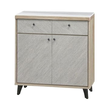文創集 瑞爾曼2.7尺岩板雙色二抽低餐櫃-81x41x85cm免組
