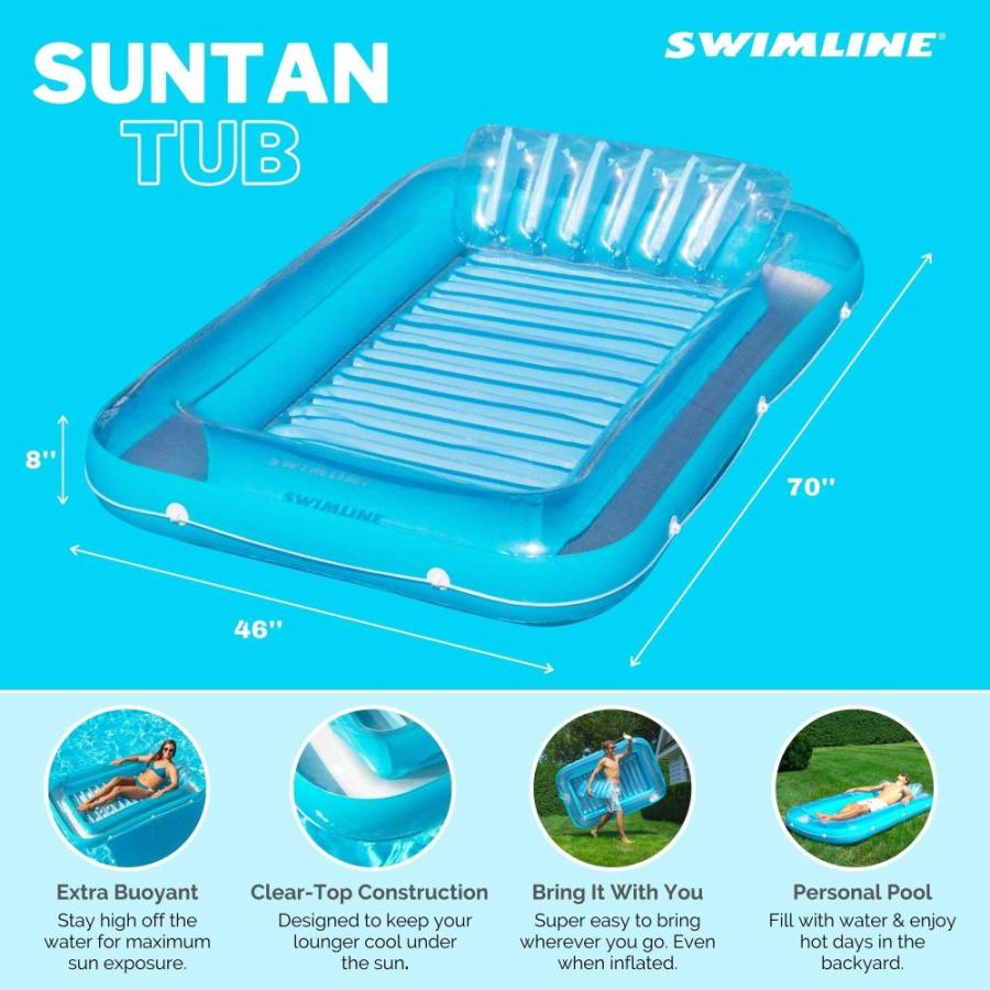 SWIMLINE オリジナルサンタンタブ クラシックエディション 空気注入式フローティングラウンジャー ブルー 並行輸入用日焼けプールハイブリッド