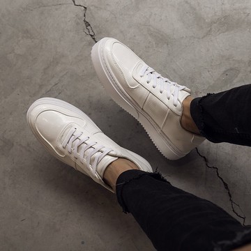 FINDSENSE H1 2018 歐美 男女 新款 高品質 真皮 個性透氣 百搭 繫帶 白色板鞋  潮男 低幫 休閒鞋