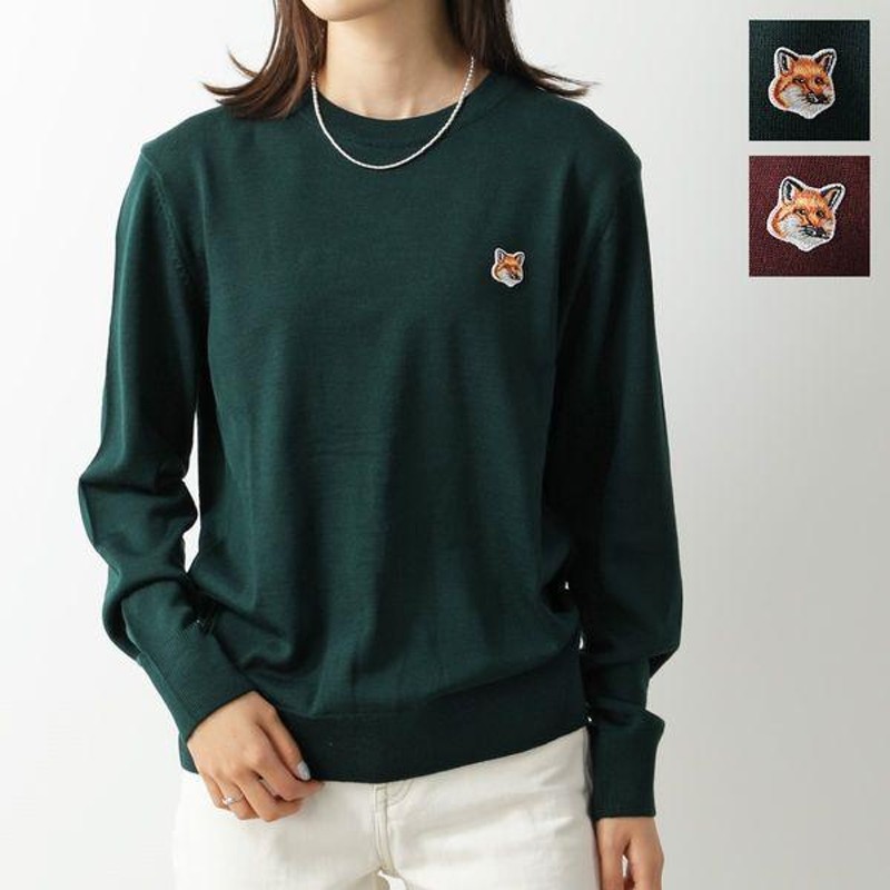 MAISON KITSUNE メゾンキツネ ニットセーター FOX HEAD PATCH CLASSIC R-NECK PULLOVER  JM00504KT1036 レディース クルーネック ウール 長袖 カラー2色 | LINEショッピング