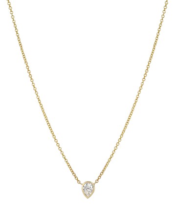 14k Yellow Gold Pear Diamond Bezel Necklace