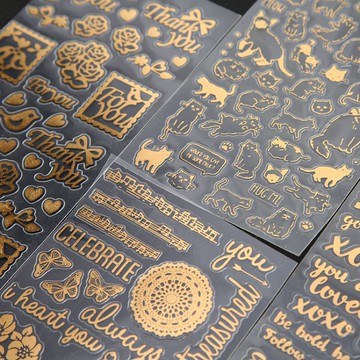 ★台灣現貨★燙金裝飾貼紙 文具 貼紙 燙金貼紙 造型貼紙 手帳本 DIY相冊 裝飾貼紙 L131