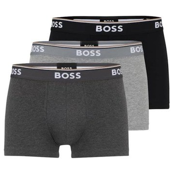 HUGO BOSS 2024男時尚合身炭黑灰色四角內著混搭3件組