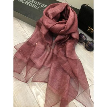 氣質時尚絲巾母親節春秋冬季絲混紡圍巾女長款條紋純色披披肩