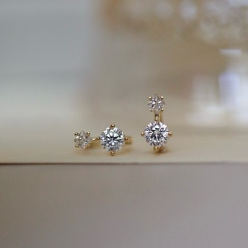 Sweet Air Y0129 幾何雙鑽純銀耳環 通體純銀 S925純銀鍍14K金 日韓系輕奢圈圈耳環