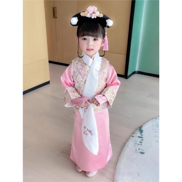 幼兒童古裝漢服女童小格格服裝清朝公主小姐中國風走秀古箏演出服