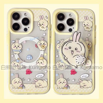 適用iphone16promax蘋果16手機殼MagSafe磁吸15支架14透明13格子吉伊卡哇烏薩奇卡通可愛ins風無線充電保護套