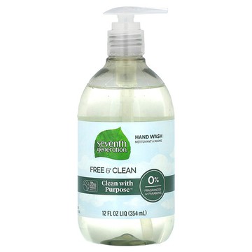 Seventh Generation, 洗手液，Free & Clean，無香，12 液量盎司（354 毫升）