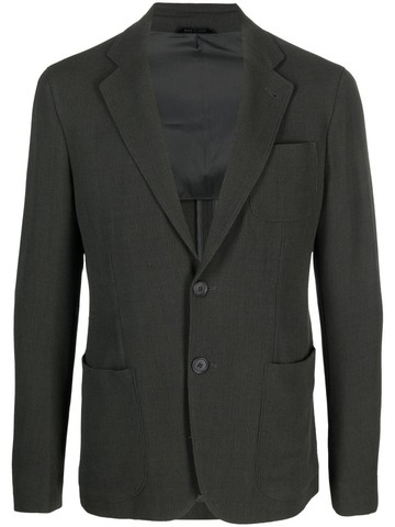 Giorgio Armani - single-breasted ribbed blazer - men - Virgin Wool/Viscose/Cupro/Elastane - 54 - Grey