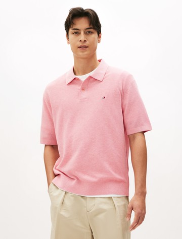 微粒針織紋理短袖 Polo 衫