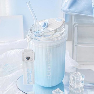 新款塑料吸管杯簡約隨手學生喝水杯子花茶茶漏泡茶大容量便攜廠家