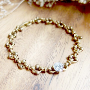 VIIART。水星。鋯石鑽黃銅手鍊