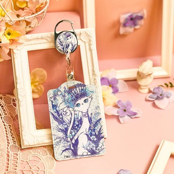 伸縮卡套 | 識別證套 | 悠遊卡套-白晝華麗青花貓