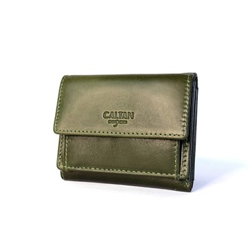 E7TH.小文藝扣式真皮短夾 (075055cd綠)