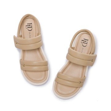 軟實力  減壓澎柔一字帶厚底涼鞋 卡其 (2B3046)