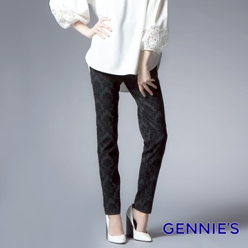 Gennies奇妮 彈力緹織窄管褲(黑T4A02)