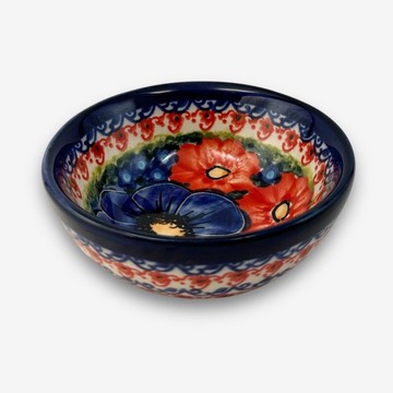 波蘭手繪手工陶-醬料碗 9cm 赤藍芳華系列