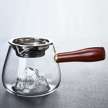 舊望格玻璃公道杯側把公杯茶漏過濾一體套裝耐熱茶海觀山分茶器