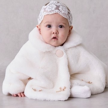 petit main 品牌旗艦店 2WAY蝴蝶結毛絨斗篷【日本直接出貨】