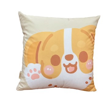 【多利寶寢具】柯基犬卡卡_水晶絨靠墊抱枕-娜娜Hi