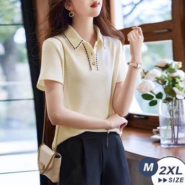 【LANNI 藍尼】現+預 小香風時髦織帶針織POLO衫(春夏/短袖上衣/氣質穿搭/薄針織)