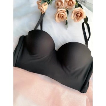 抹胸式性感半杯文胸光面簡約可拆卸雙肩帶純色女性內衣夏季聚攏薄