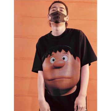 YoungGuns胖虎卡通頭像靜香大雄270重磅ins男女短袖寬松棉t恤A171