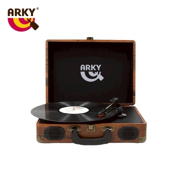 ARKY 手提式復古典藏黑膠唱機－琥珀木紋款