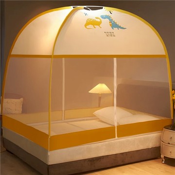 Tiger Pavilion 免安裝 蒙古包蚊帳 家用臥室可折疊  200 x 150cm  黃色
