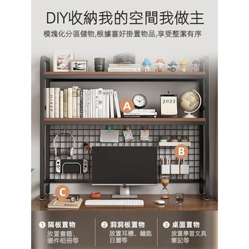 ✨新店下殺✨附網格 桌上收納架 置物架書架 書桌收納置物架 桌面多層鐵藝架 學生電腦桌收纳 桌上洞洞板 桌上置物架