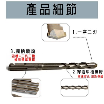 水泥鑽頭 單溝排屑 Φ12.7 L100×160mm  圓柄 二刃 四溝U型水泥鑽頭 四溝 四溝鎚鑽鑽頭《昇瑋五金》
