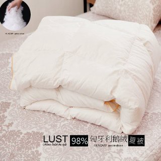 LUST 可機洗夏被《98D匈牙利產鵝絨被6X7呎600g》7x7  49格二代升級版80支布極暖蓬鬆/羽絨被