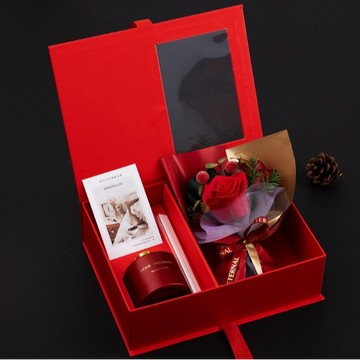 擴香禮盒花束【Giftpro 高定客製】香薰花藝套裝 擴香瓶禮盒 花束香氛禮盒 - 聖誕紅
